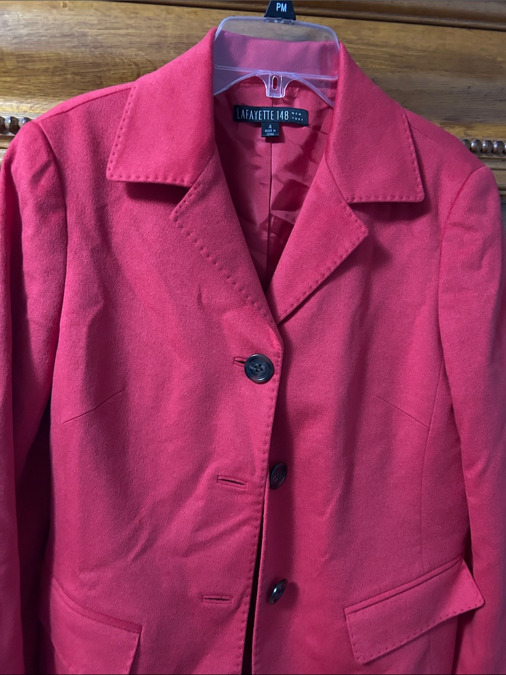 Lafayette 148 New York Vintage Red Single-Breasted Wool-Blend Blazer Size 4 EUC